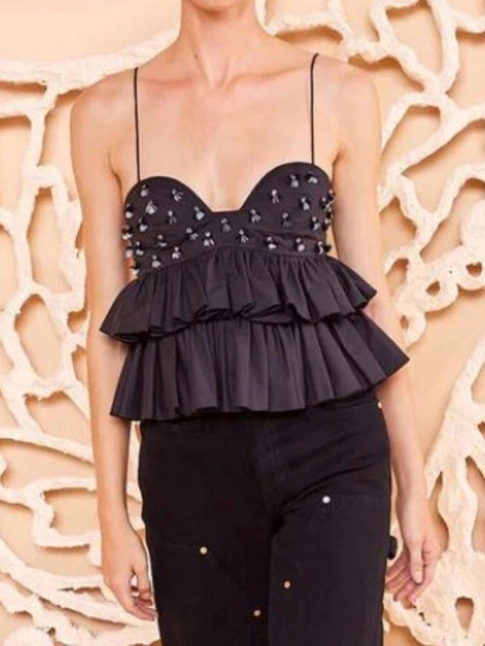 Ulla Johnson Cotton Beading Backless Slip Tank Top